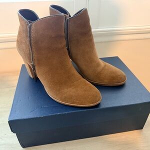 Cole Haan Classic Suede Ankle Booties in Cognac Brown